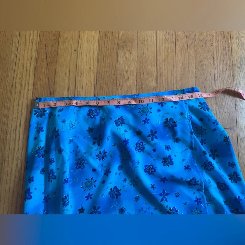 90s-Y2K Gloria Vanderbilt Blue Floral Wrap Skirt - Picture 4 of 5